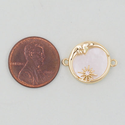 Gold Moon Connector Charms,18K Gold Filled Moon Pendant,Celestial Charm Bracelet Necklace for DIY Jewelry Making Supply