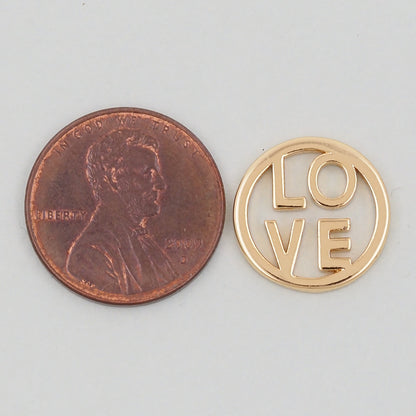 Gold Love Charms,18K Gold Filled Love Pendant,Love Charm Bracelet Necklace for DIY Jewelry Making Supply