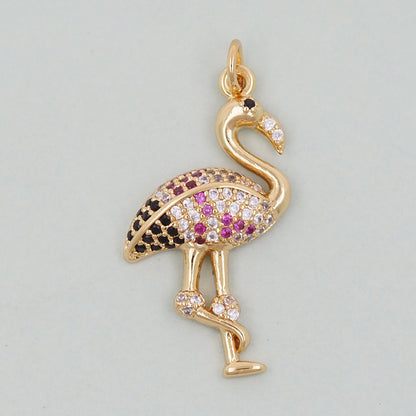 18K Gold Filled Bird Pendant,CZ Micro Pave Bird Charm Bracelet Necklace for DIY Jewelry Making Supply