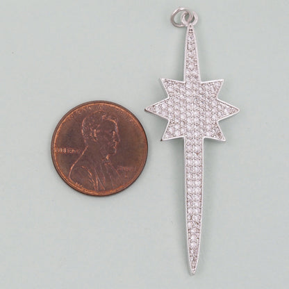 18K Gold Filled North Star Pendant,CZ Micro Pave North Star Charm Bracelet Necklace for DIY Jewelry Making Supply
