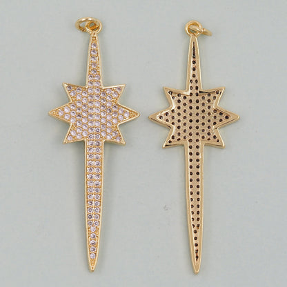 18K Gold Filled Star CZ Charm Pendant for Jewelry Making