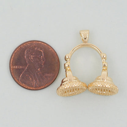 Gold Earphone Charms,18K Gold Filled Earphone Pendant,Earphone Charm Bracelet Necklace for DIY Jewelry Making Supply
