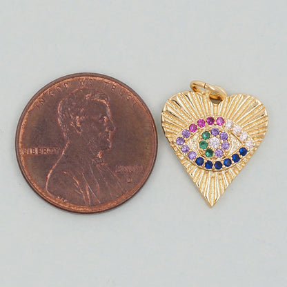 18K Gold Filled Evil Eye Charm Pendant for Jewelry Making
