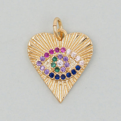 18K Gold Filled Evil Eye Charm Pendant for Jewelry Making