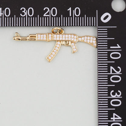 Gold gun Charms,18K Gold Filled gun Pendant,gun Charm Bracelet Necklace for DIY Jewelry Making Supply