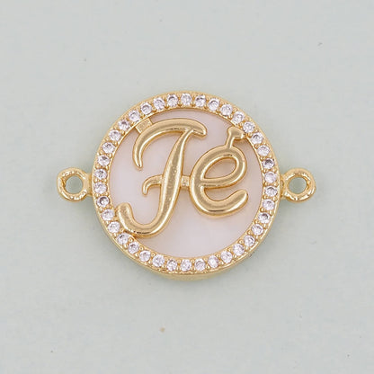 Gold Fe Charms,18K Gold Filled Round Connector Pendant,Shell Charm Bracelet Necklace for DIY Jewelry Making Supply