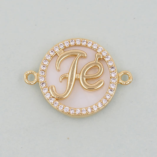 Gold Fe Charms,18K Gold Filled Round Connector Pendant,Shell Charm Bracelet Necklace for DIY Jewelry Making Supply