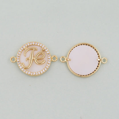 Gold Fe Charms,18K Gold Filled Round Connector Pendant,Shell Charm Bracelet Necklace for DIY Jewelry Making Supply