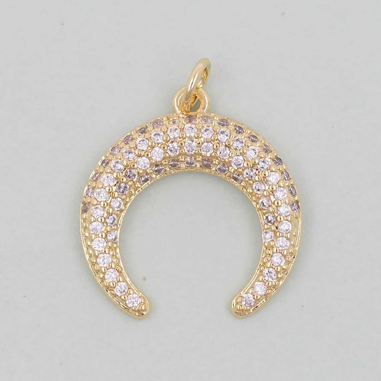 gold crescent charms,18K Gold Filled Horn Pendant,Horn Charm Bracelet Necklace for DIY Jewelry Making Supply