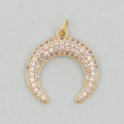 gold crescent charms,18K Gold Filled Horn Pendant,Horn Charm Bracelet Necklace for DIY Jewelry Making Supply