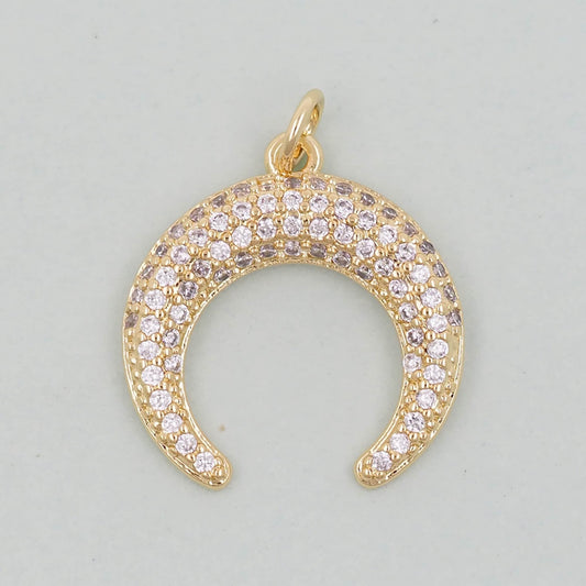 gold crescent charms,18K Gold Filled Horn Pendant,Horn Charm Bracelet Necklace for DIY Jewelry Making Supply