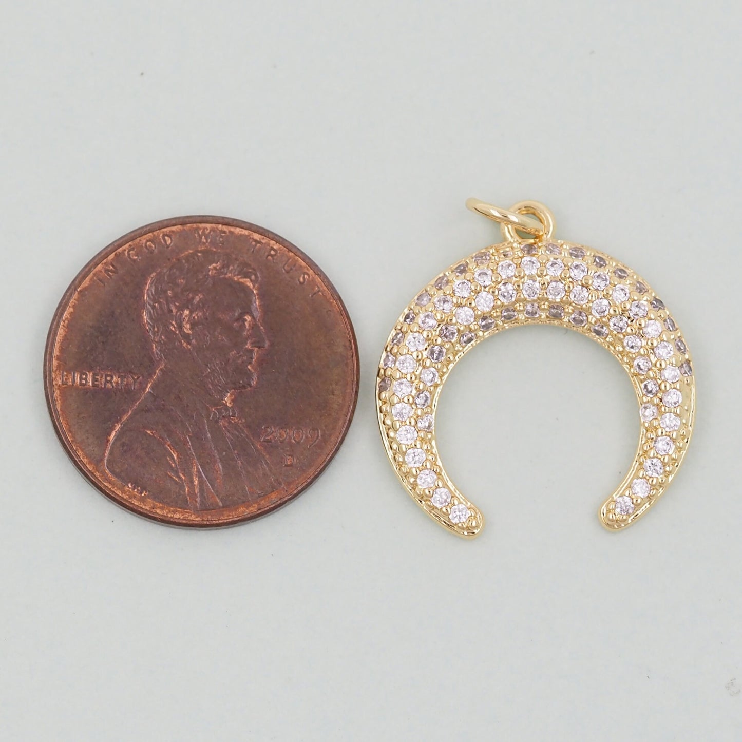 gold crescent charms,18K Gold Filled Horn Pendant,Horn Charm Bracelet Necklace for DIY Jewelry Making Supply
