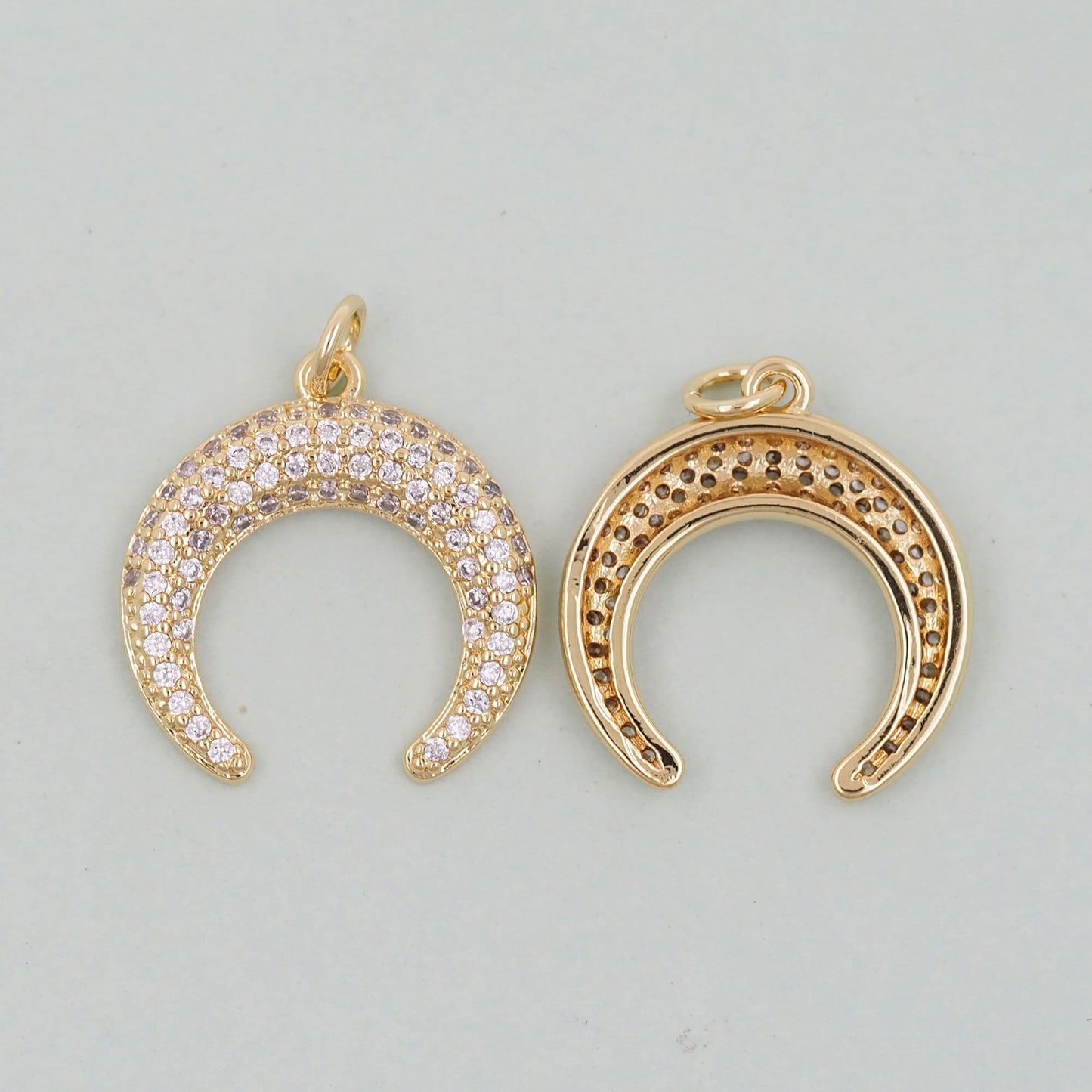 gold crescent charms,18K Gold Filled Horn Pendant,Horn Charm Bracelet Necklace for DIY Jewelry Making Supply