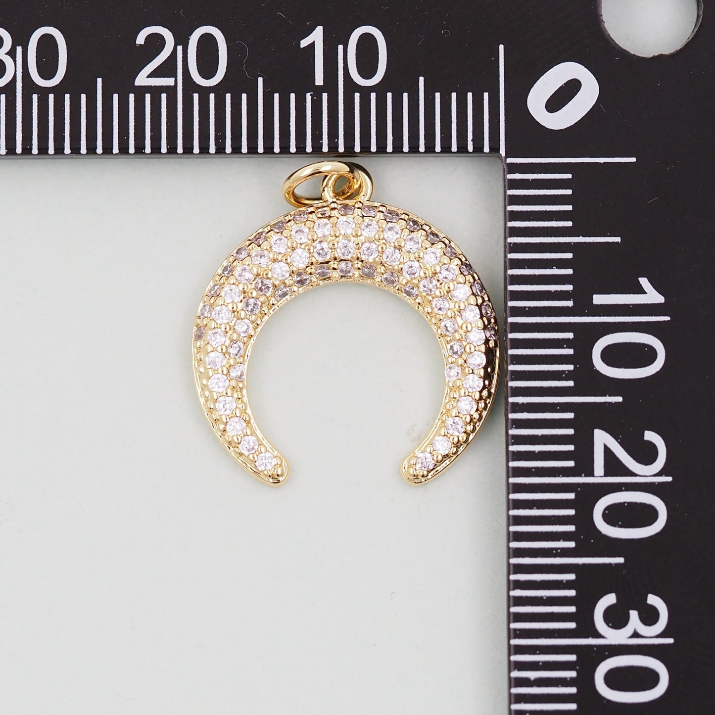 gold crescent charms,18K Gold Filled Horn Pendant,Horn Charm Bracelet Necklace for DIY Jewelry Making Supply