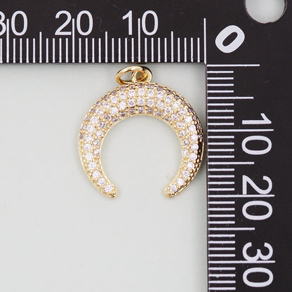 gold crescent charms,18K Gold Filled Horn Pendant,Horn Charm Bracelet Necklace for DIY Jewelry Making Supply
