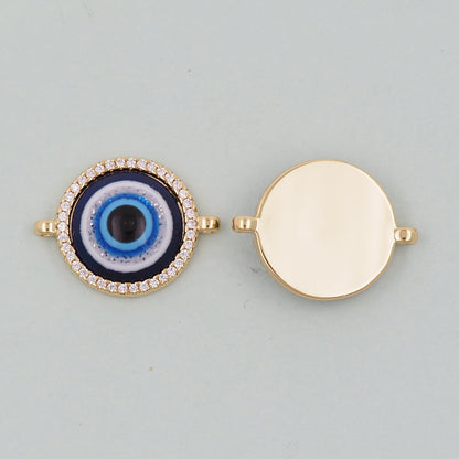 Gold Round Evil Eye Charms,18K Gold Filled Evil Eye Pendant,Evil Eye Charm Bracelet Necklace for DIY Jewelry Making Supply