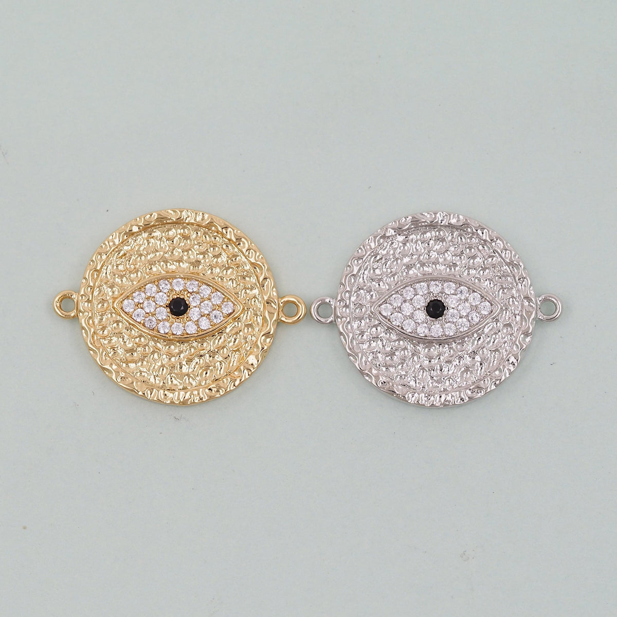 Gold Round Evil Eye Charms,18K Gold Filled Evil Eye Pendant,Evil Eye Charm Bracelet Necklace for DIY Jewelry Making Supply
