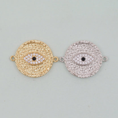 Gold Round Evil Eye Charms,18K Gold Filled Evil Eye Pendant,Evil Eye Charm Bracelet Necklace for DIY Jewelry Making Supply