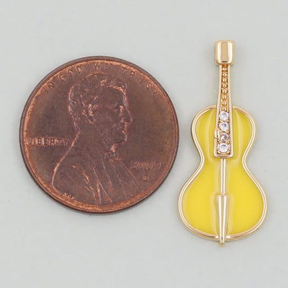 Gold violin Charms,18K Gold Filled violin Pendant,violin Charm Bracelet Necklace for DIY Jewelry Making Supply