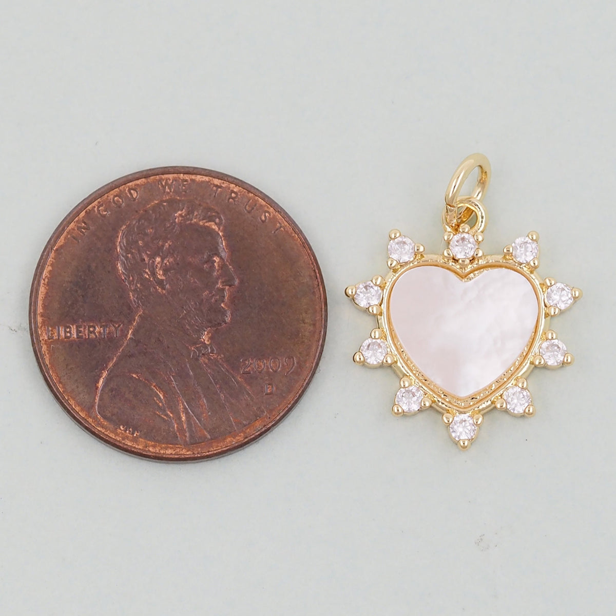 Gold Heart Charms,18K Gold Filled Heart Pendant,White Shell Heart Charm Bracelet Necklace for DIY Jewelry Making Supply