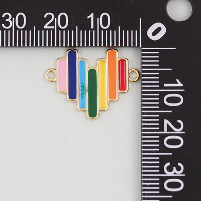 Gold Heart Charms,18K Gold Filled Heart Pendant,rainbow Heart Connector Charm Bracelet Necklace for DIY Jewelry Making Supply