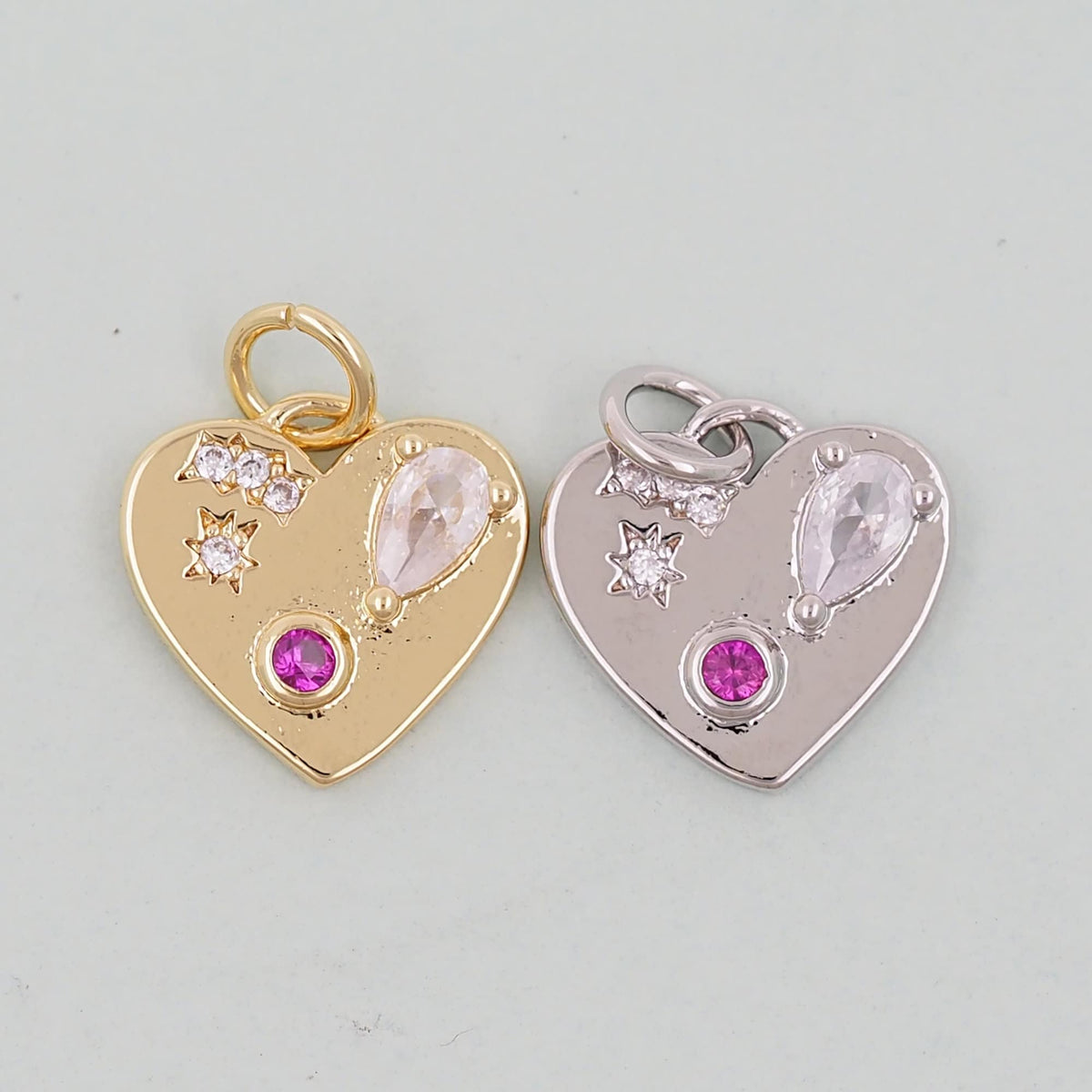 Gold Heart Charms,18K Gold Filled Heart Pendant,Heart Charm Bracelet Necklace for DIY Jewelry Making Supply