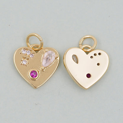 Gold Heart Charms,18K Gold Filled Heart Pendant,Heart Charm Bracelet Necklace for DIY Jewelry Making Supply