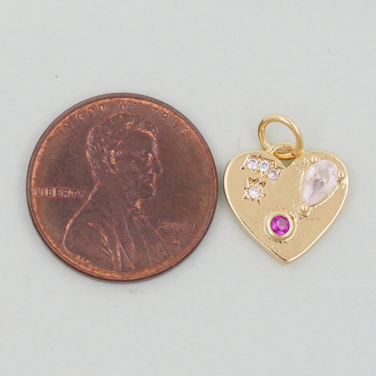 Gold Heart Charms,18K Gold Filled Heart Pendant,Heart Charm Bracelet Necklace for DIY Jewelry Making Supply