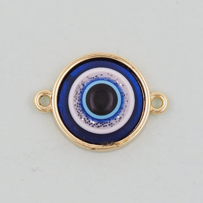 Gold Evil Eye Charms,18K Gold Filled Evil Eye Pendant,Evil Eye Connector Charm Bracelet Necklace for DIY Jewelry Making Supply