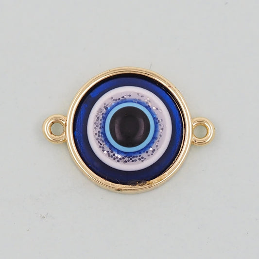 Gold Evil Eye Charms,18K Gold Filled Evil Eye Pendant,Evil Eye Connector Charm Bracelet Necklace for DIY Jewelry Making Supply