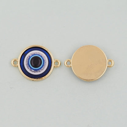 Gold Evil Eye Charms,18K Gold Filled Evil Eye Pendant,Evil Eye Connector Charm Bracelet Necklace for DIY Jewelry Making Supply