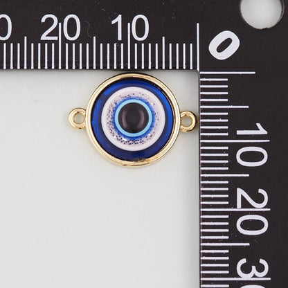Gold Evil Eye Charms,18K Gold Filled Evil Eye Pendant,Evil Eye Connector Charm Bracelet Necklace for DIY Jewelry Making Supply