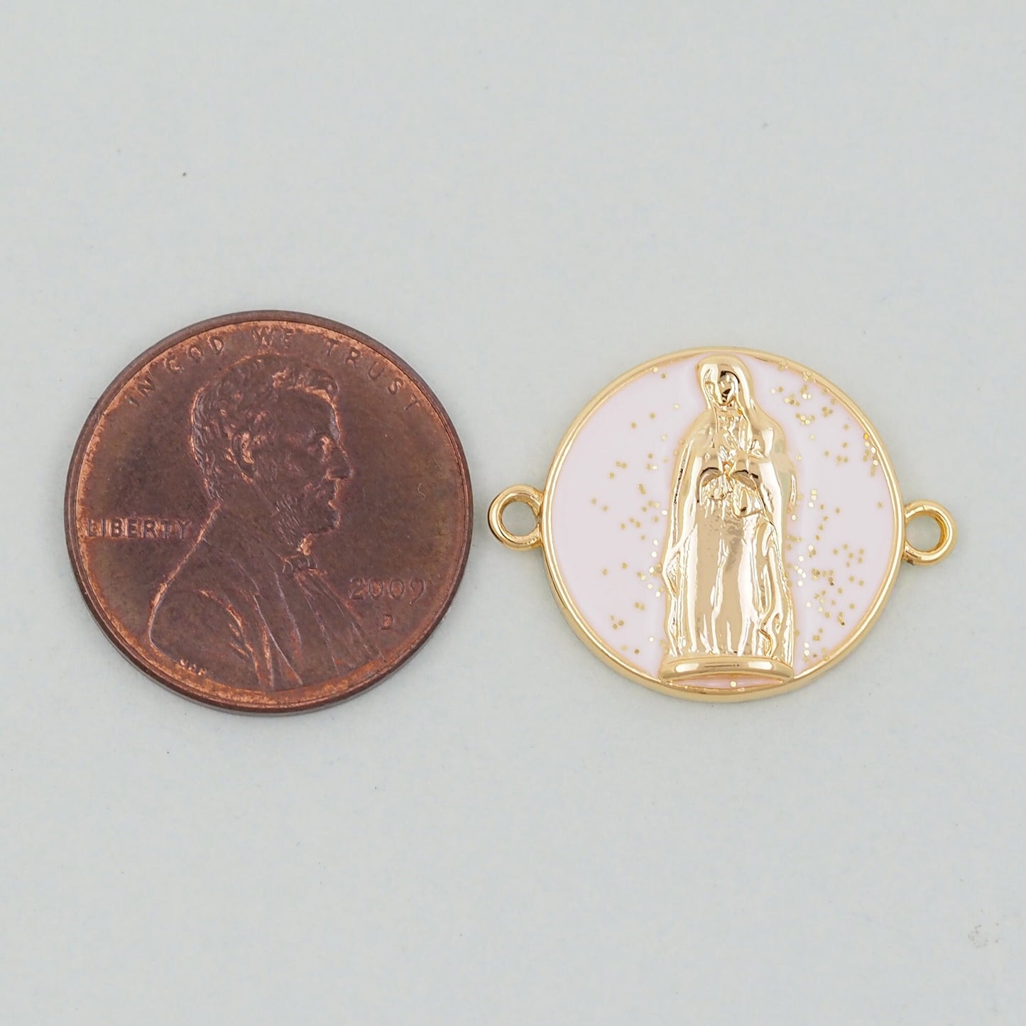 Gold Virgin Mary Charms,18K Gold Filled Virgin Mary Pendant,Virgin Mary Connector Charm Bracelet Necklace for DIY Jewelry Making Supply