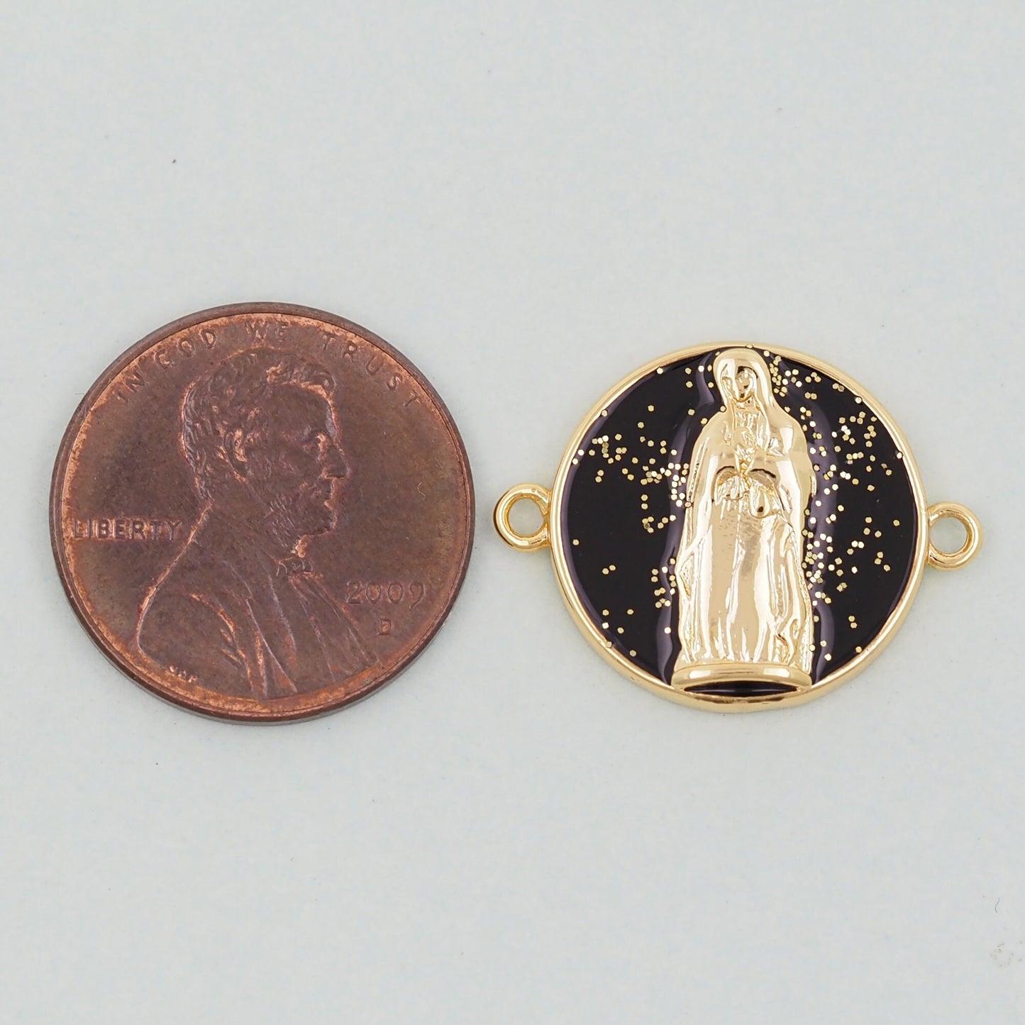 Gold Virgin Mary Charms,18K Gold Filled Virgin Mary Pendant,Virgin Mary Connector Charm Bracelet Necklace for DIY Jewelry Making Supply