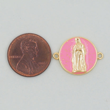 Gold Virgin Mary Charms,18K Gold Filled Virgin Mary Pendant,Virgin Mary Connector Charm Bracelet Necklace for DIY Jewelry Making Supply