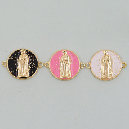 Gold Virgin Mary Charms,18K Gold Filled Virgin Mary Pendant,Virgin Mary Connector Charm Bracelet Necklace for DIY Jewelry Making Supply