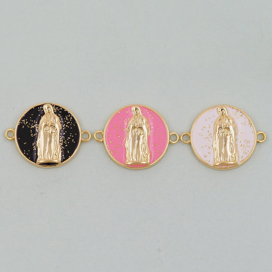 Gold Virgin Mary Charms,18K Gold Filled Virgin Mary Pendant,Virgin Mary Connector Charm Bracelet Necklace for DIY Jewelry Making Supply