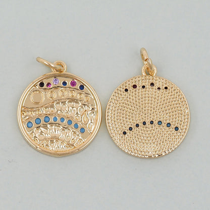 Gold Round Charms,18K Gold Filled Round Pendant,Round Connector Charm Bracelet Necklace for DIY Jewelry Making Supply