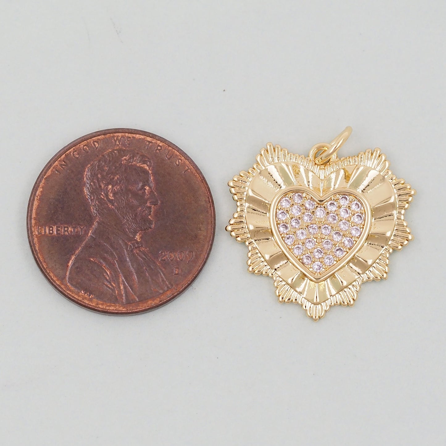 Gold Spiked Heart Charms,18K Gold Filled Heart Pendant,Heart Charm Bracelet Necklace for DIY Jewelry Making Supply