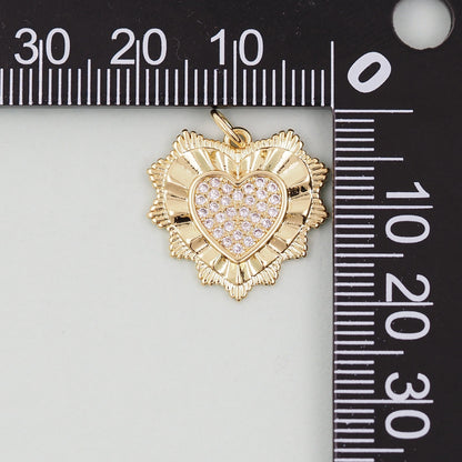 Gold Spiked Heart Charms,18K Gold Filled Heart Pendant,Heart Charm Bracelet Necklace for DIY Jewelry Making Supply