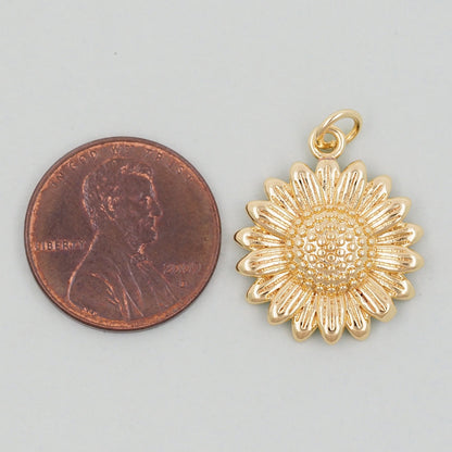 Gold Sunflower Charms,18K Gold Filled Sunflower Pendant,Sunflower Charm Bracelet Necklace for DIY Jewelry Making Supply