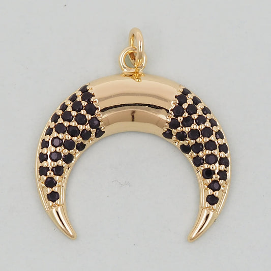 Gold horn Charms,18K Gold Filled horn Pendant,horn Charm Bracelet Necklace for DIY Jewelry Making Supply