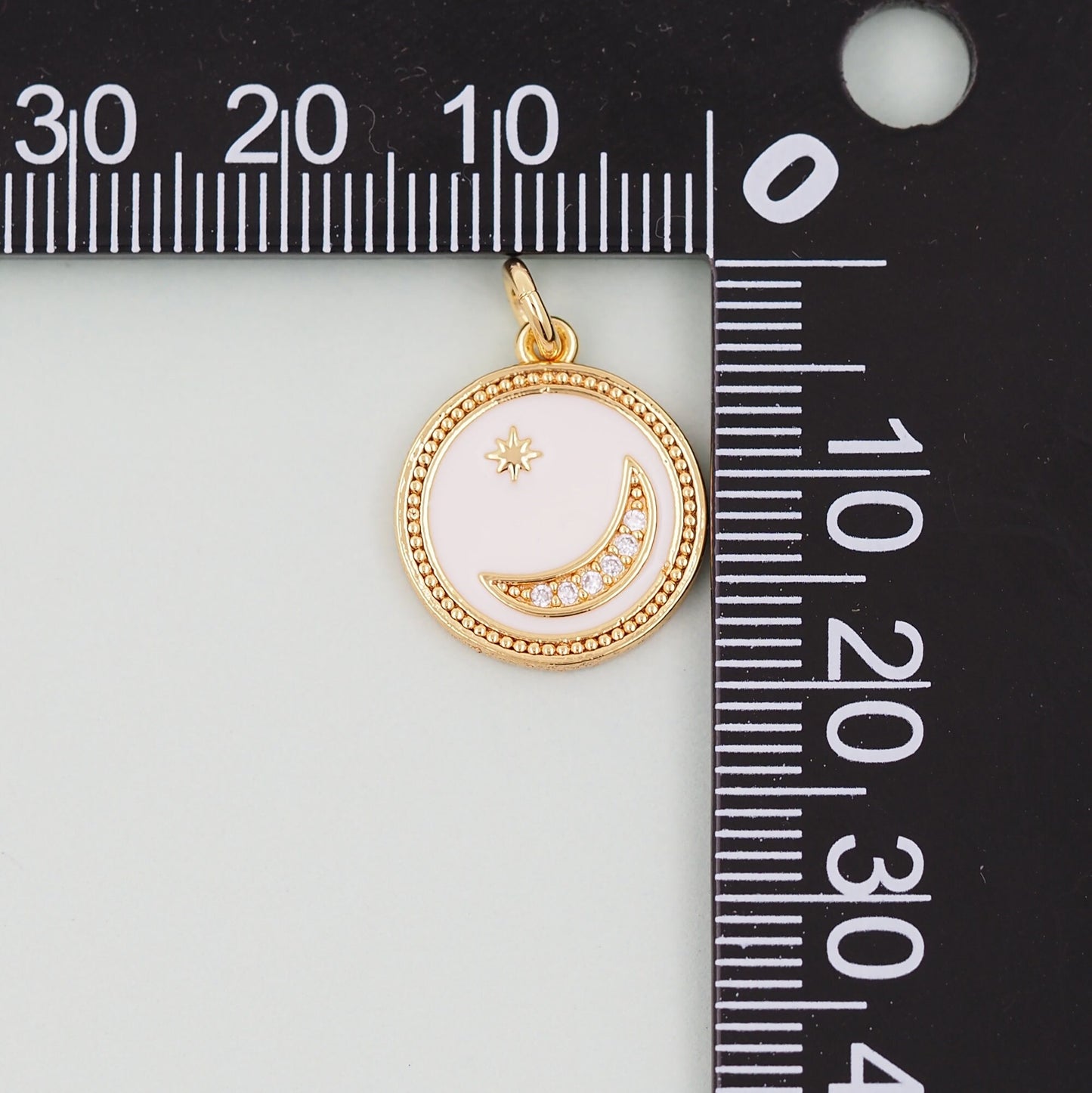 Gold Moon Charms,18K Gold Filled Moon Pendant,White Moon Charm Bracelet Necklace for DIY Jewelry Making Supply