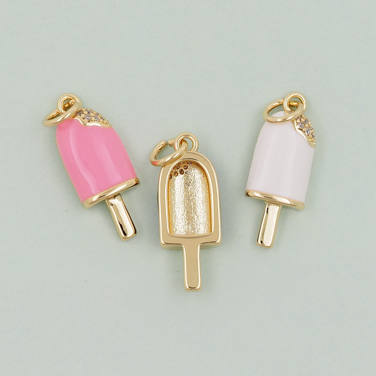 Gold ice cream Charms,18K Gold Filled ice cream Pendant,cute ice cream Charm Bracelet Necklace for DIY Jewelry Making Supply