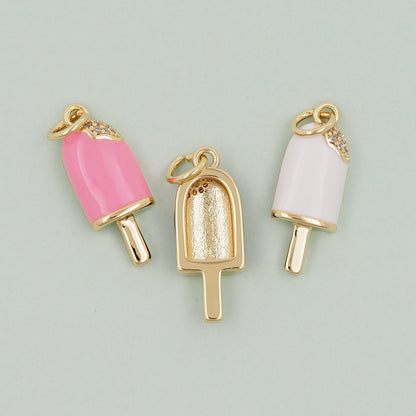 Gold ice cream Charms,18K Gold Filled ice cream Pendant,cute ice cream Charm Bracelet Necklace for DIY Jewelry Making Supply