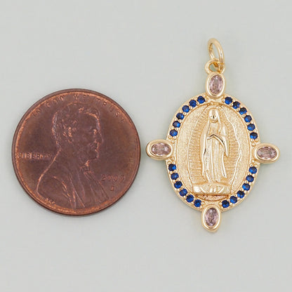 Gold virgin mary Charms,18K Gold Filled virgin mary Pendant,virgin mary Charm Bracelet Necklace for DIY Jewelry Making Supply
