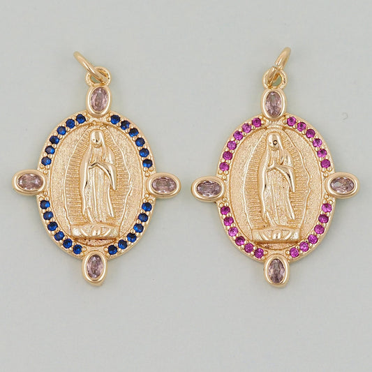 Gold virgin mary Charms,18K Gold Filled virgin mary Pendant,virgin mary Charm Bracelet Necklace for DIY Jewelry Making Supply