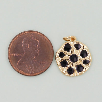 Gold Round Charms,18K Gold Filled Round Pendant,Round Charm Bracelet Necklace for DIY Jewelry Making Supply