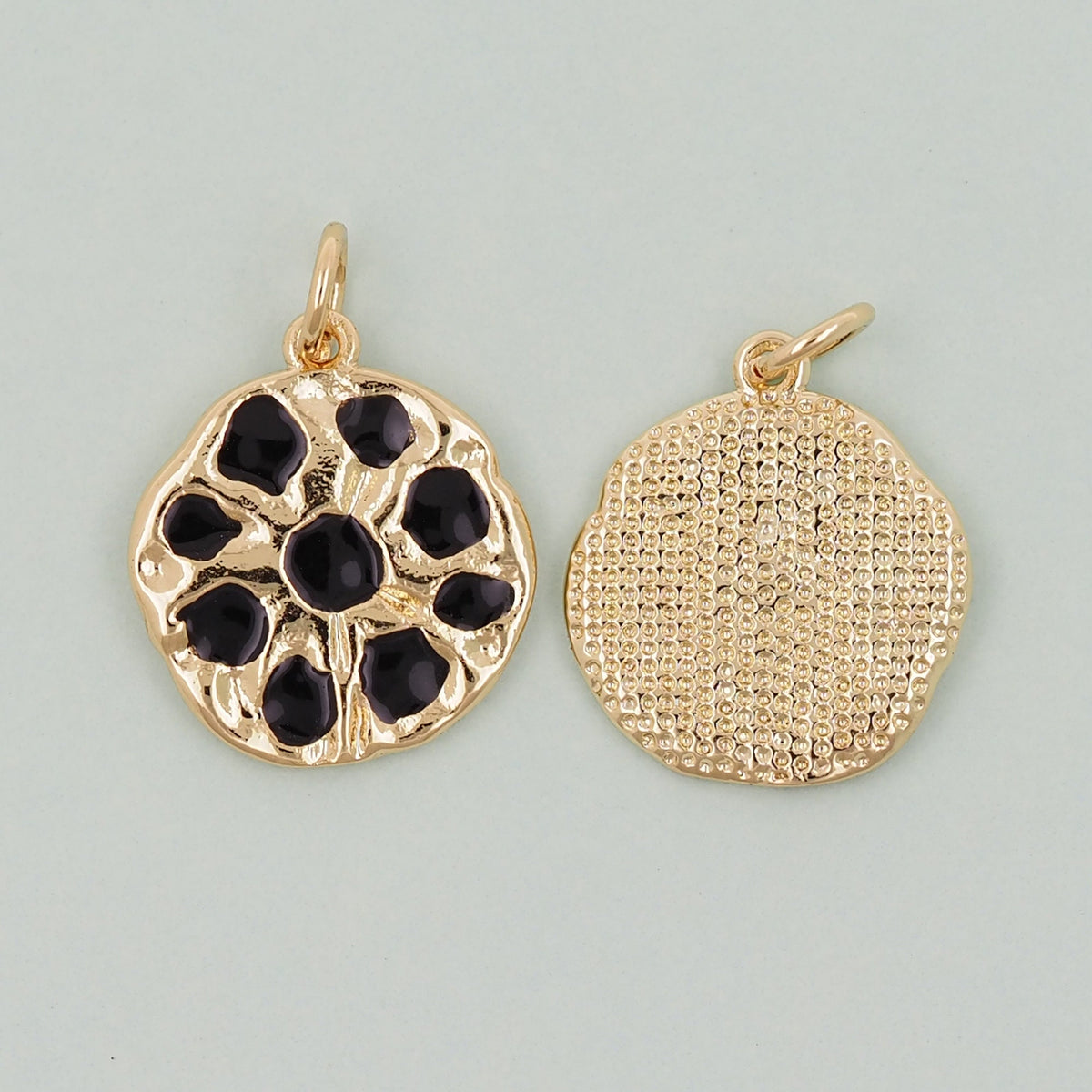 Gold Round Charms,18K Gold Filled Round Pendant,Round Charm Bracelet Necklace for DIY Jewelry Making Supply