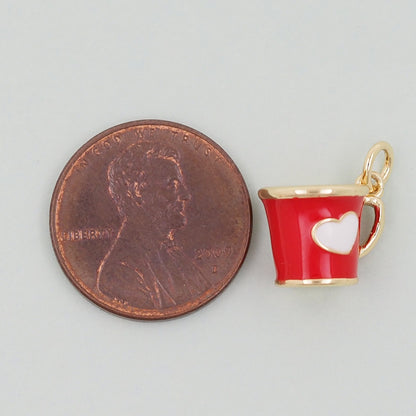 Gold cup Charms,18K Gold Filled cup Pendant,cup Heart Charm Bracelet Necklace for DIY Jewelry Making Supply